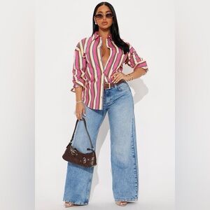 Striped Multicolor Button-Up Shirt